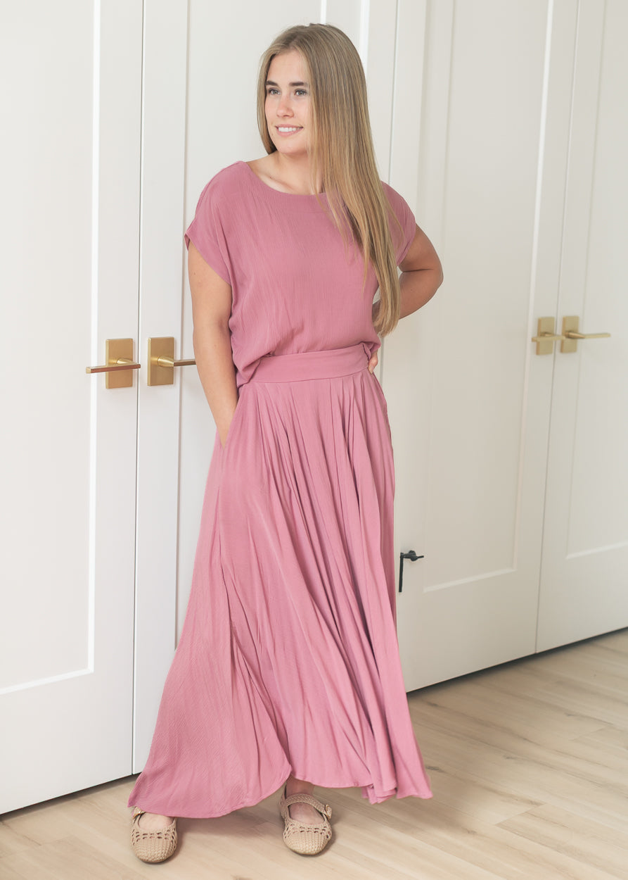 Rose Gauze Maxi Skirt & Top Set