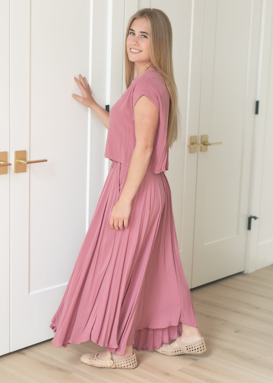 Rose Gauze Maxi Skirt & Top Set