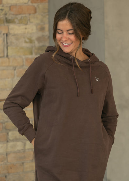 Scout Chocolate Midi Hooded Sweatshirt Dress
