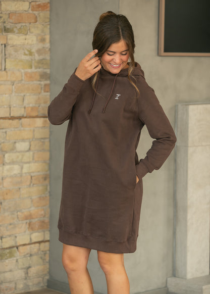 Scout Chocolate Midi Hooded Sweatshirt Dress