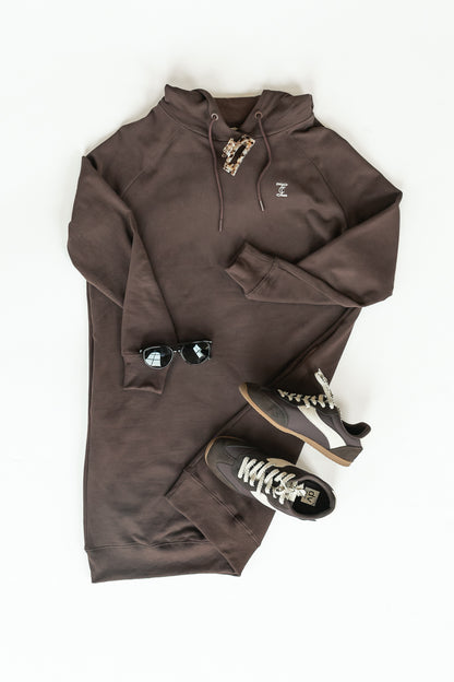 Scout Chocolate Midi Hooded Sweatshirt Dress