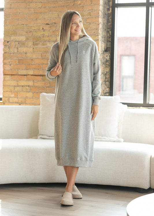 Scout Gray Long Hooded Sweatshirt Dress