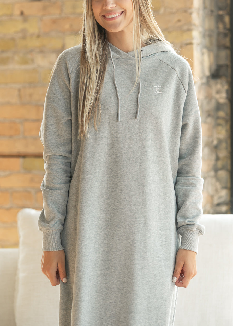 Scout Gray Long Hooded Sweatshirt Dress