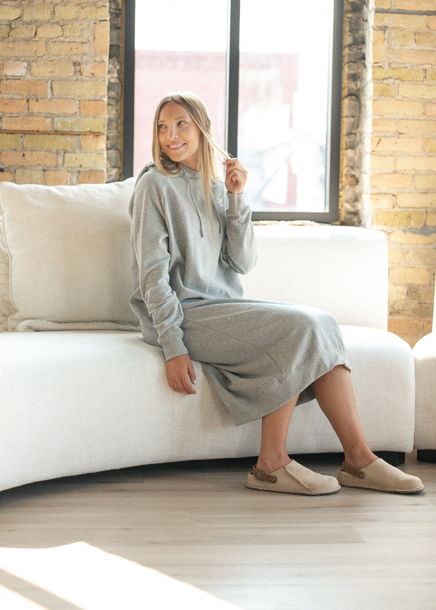 Scout Gray Long Hooded Sweatshirt Dress