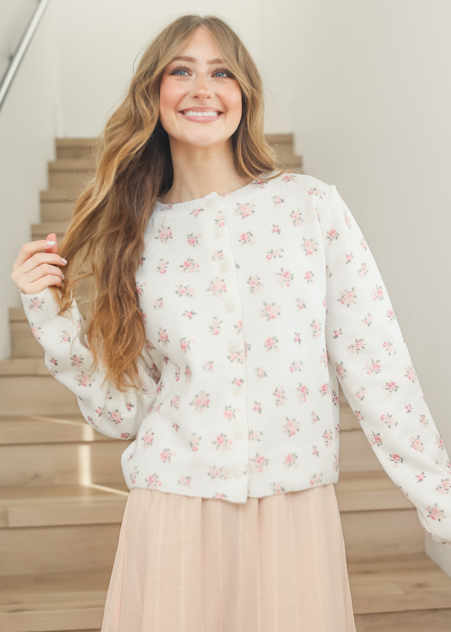 Floral Button Up Cardigan