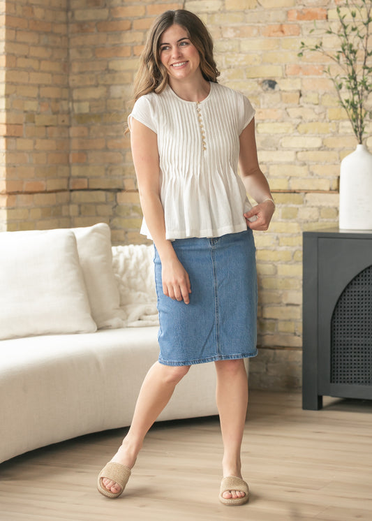 Remi Denim Classic Wash Midi Skirt