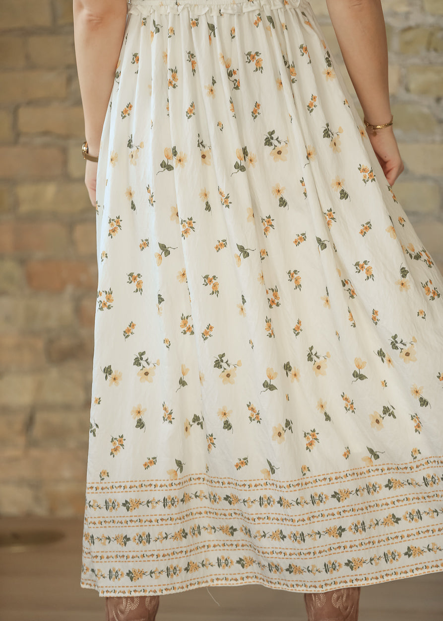 Sleeveless Floral Ruffle Strap Midi Dress FF Dresses
