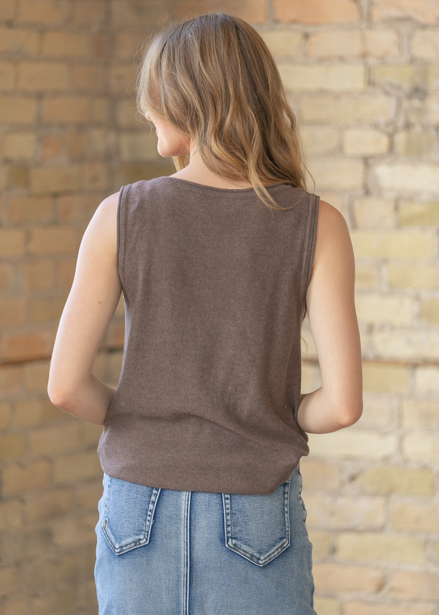 Sleeveless Raw Edge Knit Top