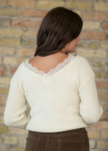 Long Sleeve Lace Collar Sweater