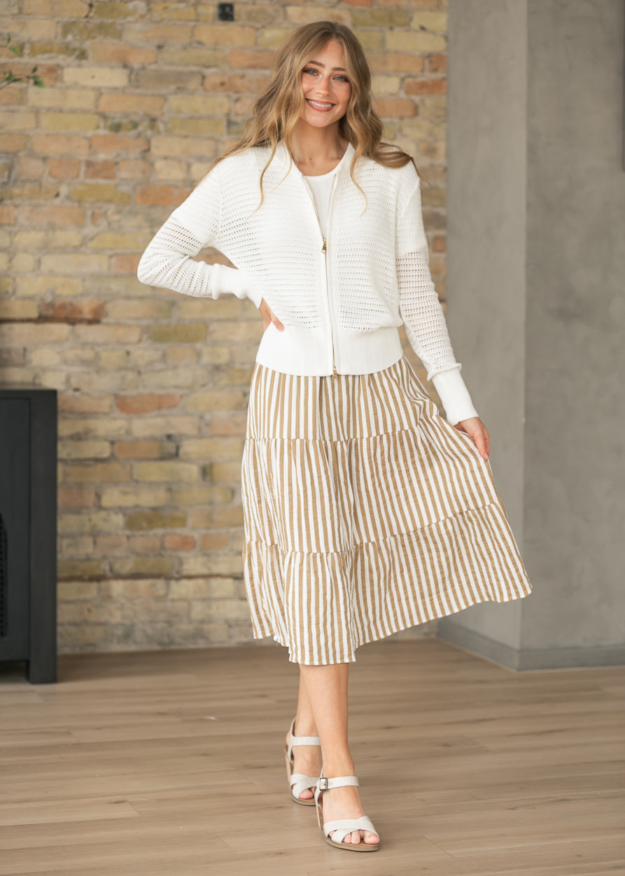 Tate Ivory Crochet Open Knit Cardigan