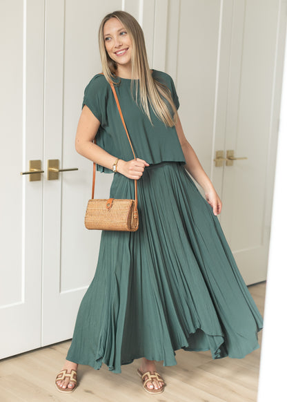 Teal Gauze Maxi Skirt & Top Set