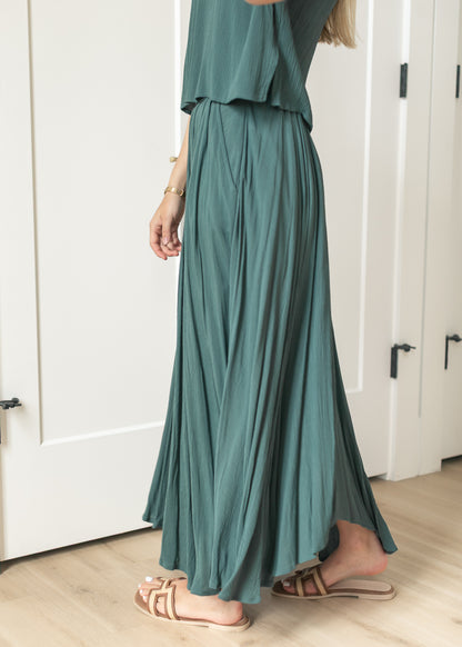 Teal Gauze Maxi Skirt & Top Set