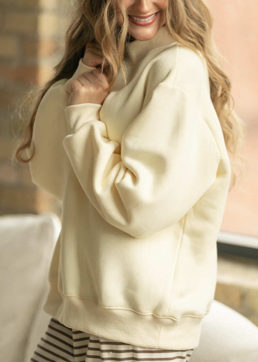 Things Between® Nelly Mock Neck Butter Yellow Sweatshirt