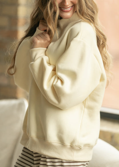 Things Between® Nelly Mock Neck Butter Yellow Sweatshirt