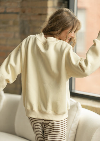 Things Between® Nelly Mock Neck Butter Yellow Sweatshirt