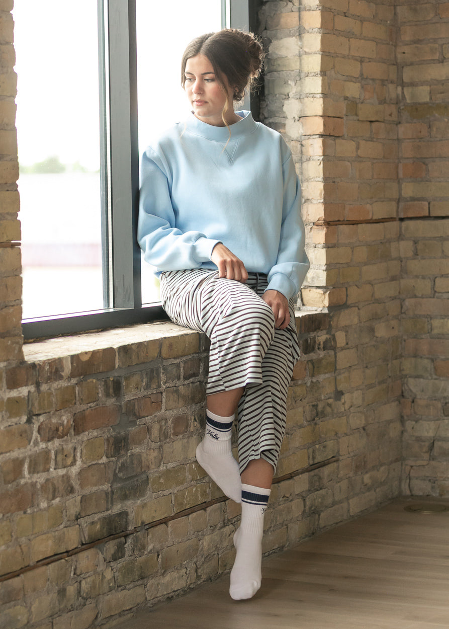 Things Between® Nelly Mock Neck Baby Blue Sweatshirt