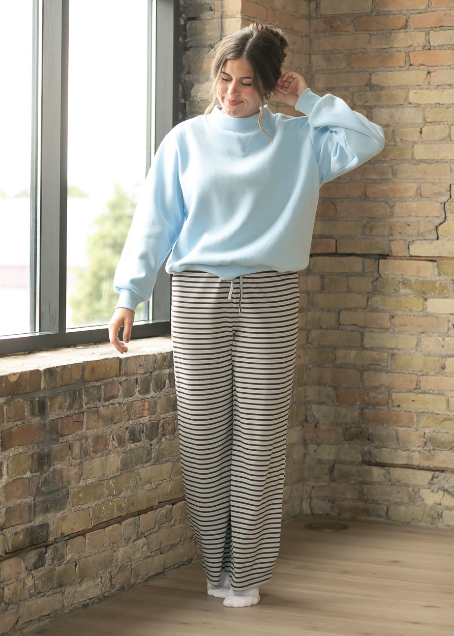 Things Between® Nelly Mock Neck Baby Blue Sweatshirt