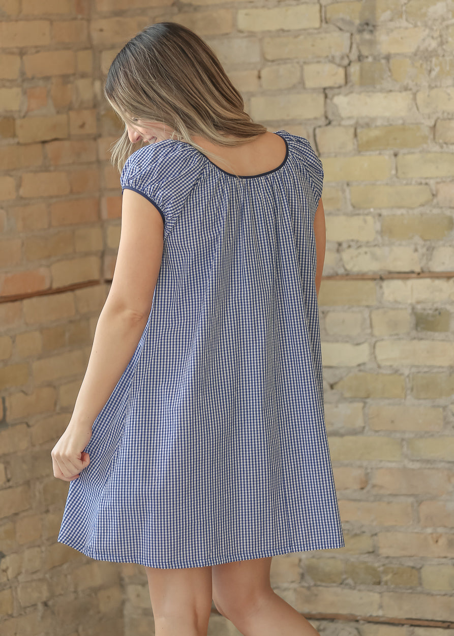 Things Between® Cap Sleeve Checkered Midi Dress