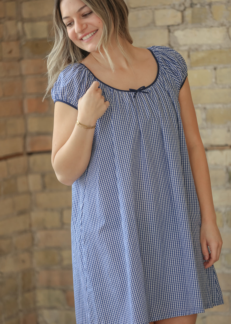 Things Between® Cap Sleeve Checkered Midi Dress