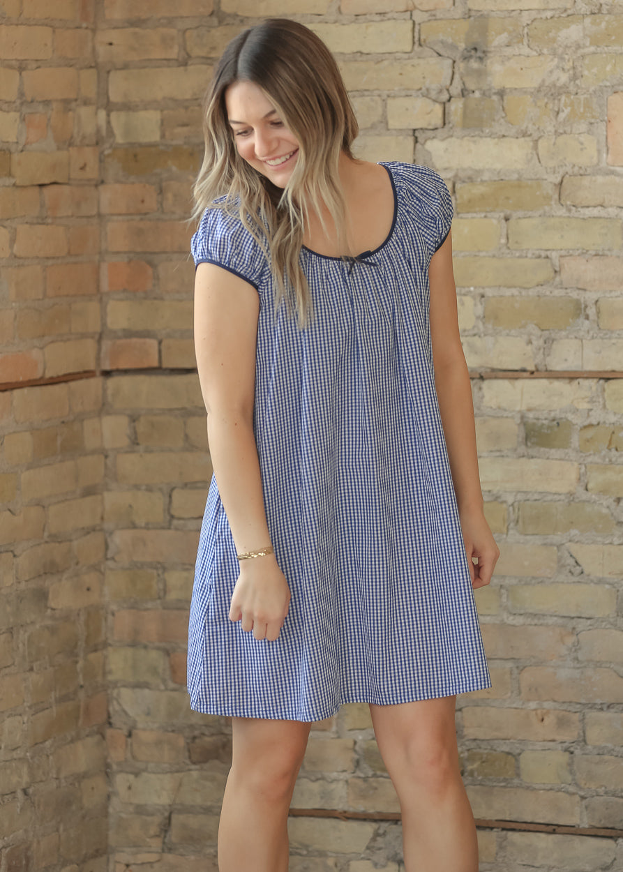 Things Between Cap Sleeve Checkered Midi Dress, Small
