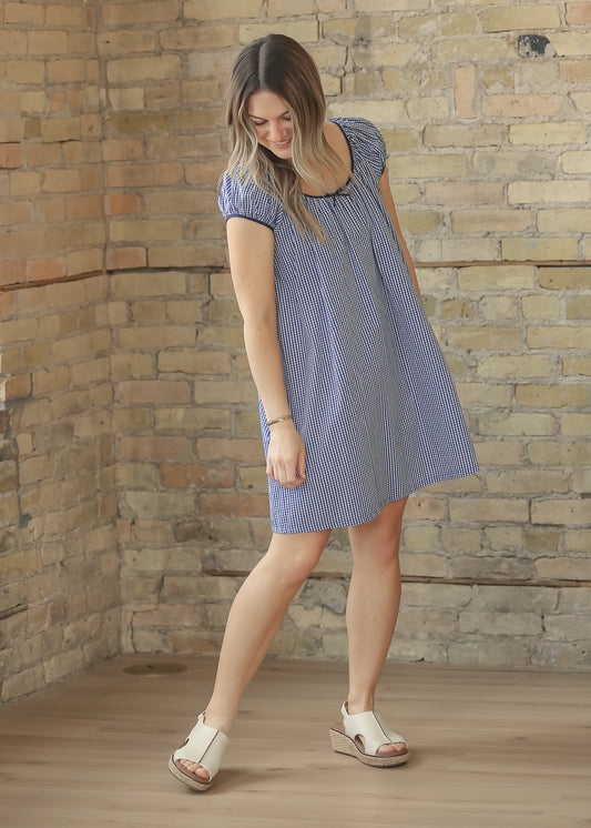 Things Between® Cap Sleeve Checkered Midi Dress