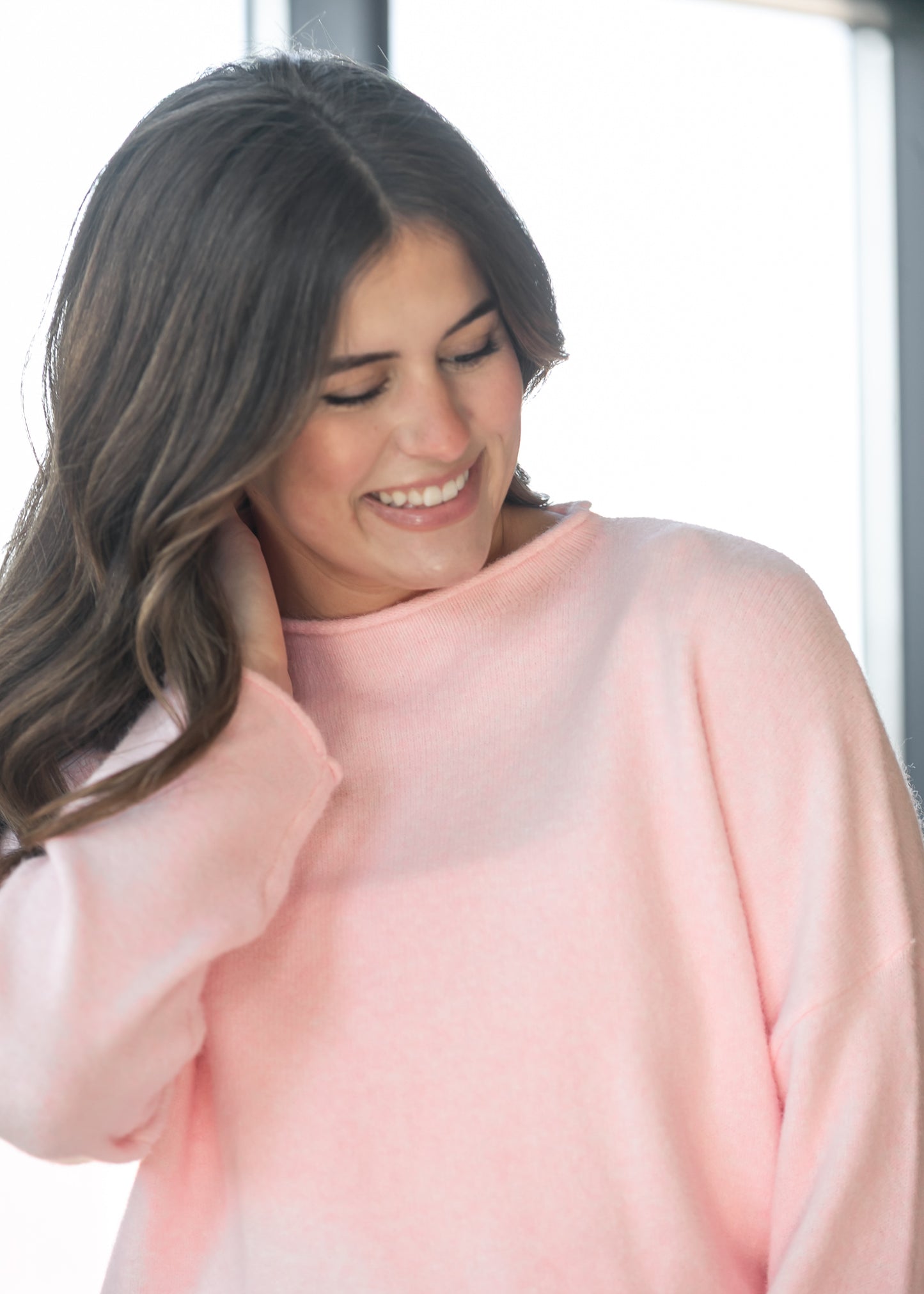 Things Between® Oversized Baby Pink Piper Pullover FF Tops