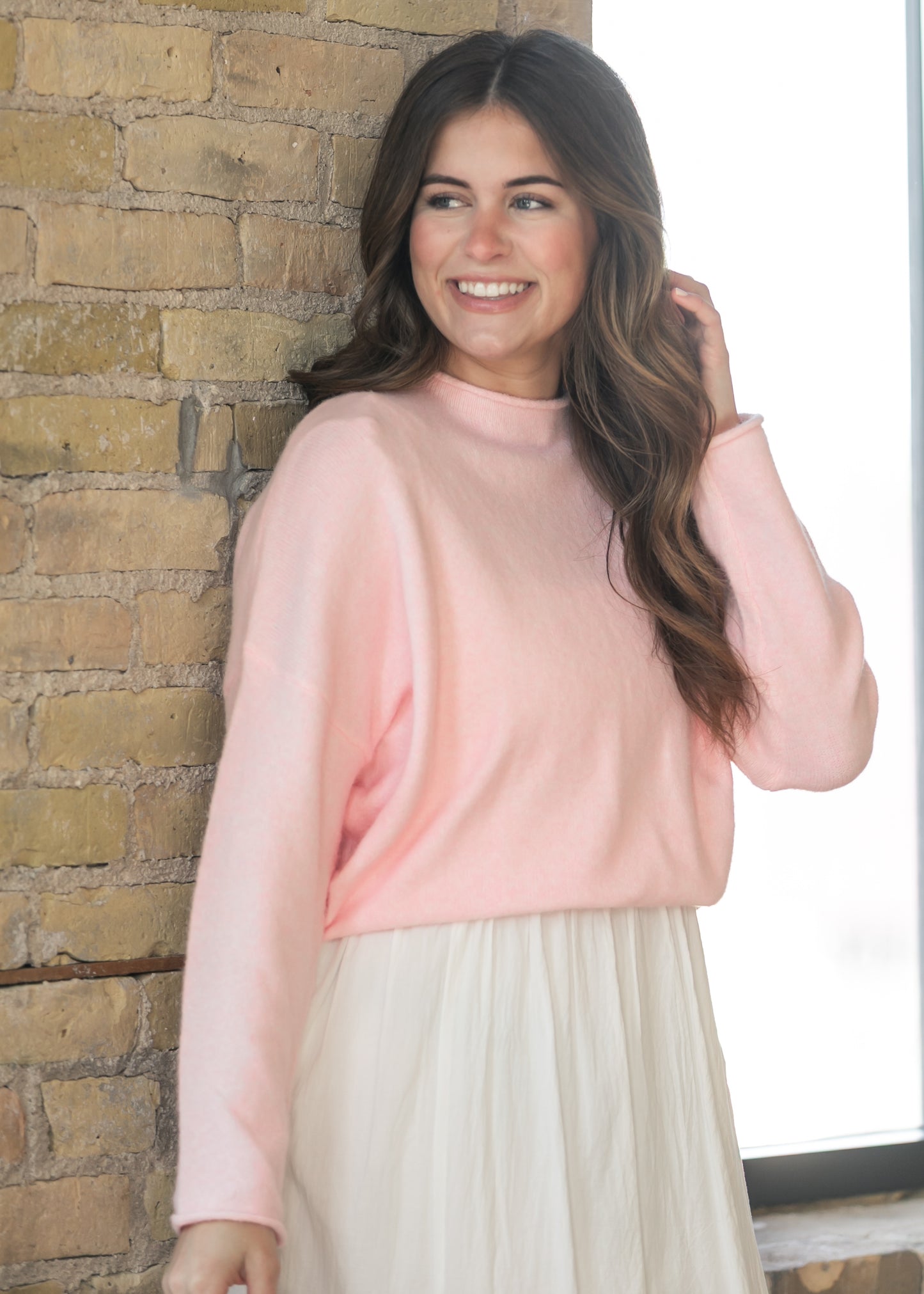 Things Between® Oversized Baby Pink Piper Pullover FF Tops