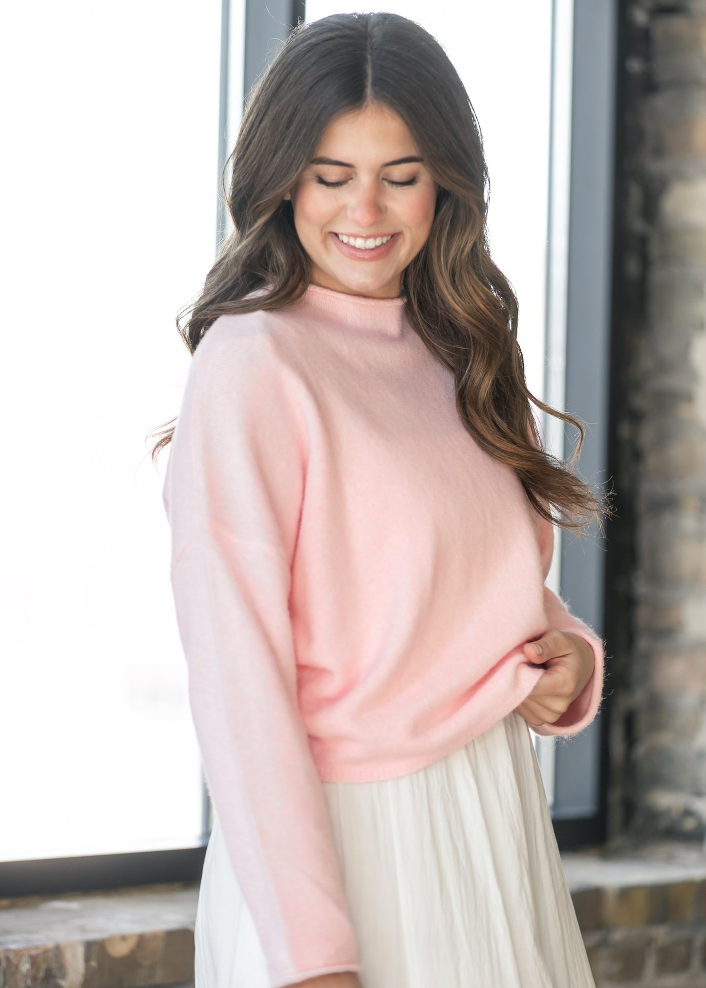 Things Between® Oversized Baby Pink Piper Pullover FF Tops