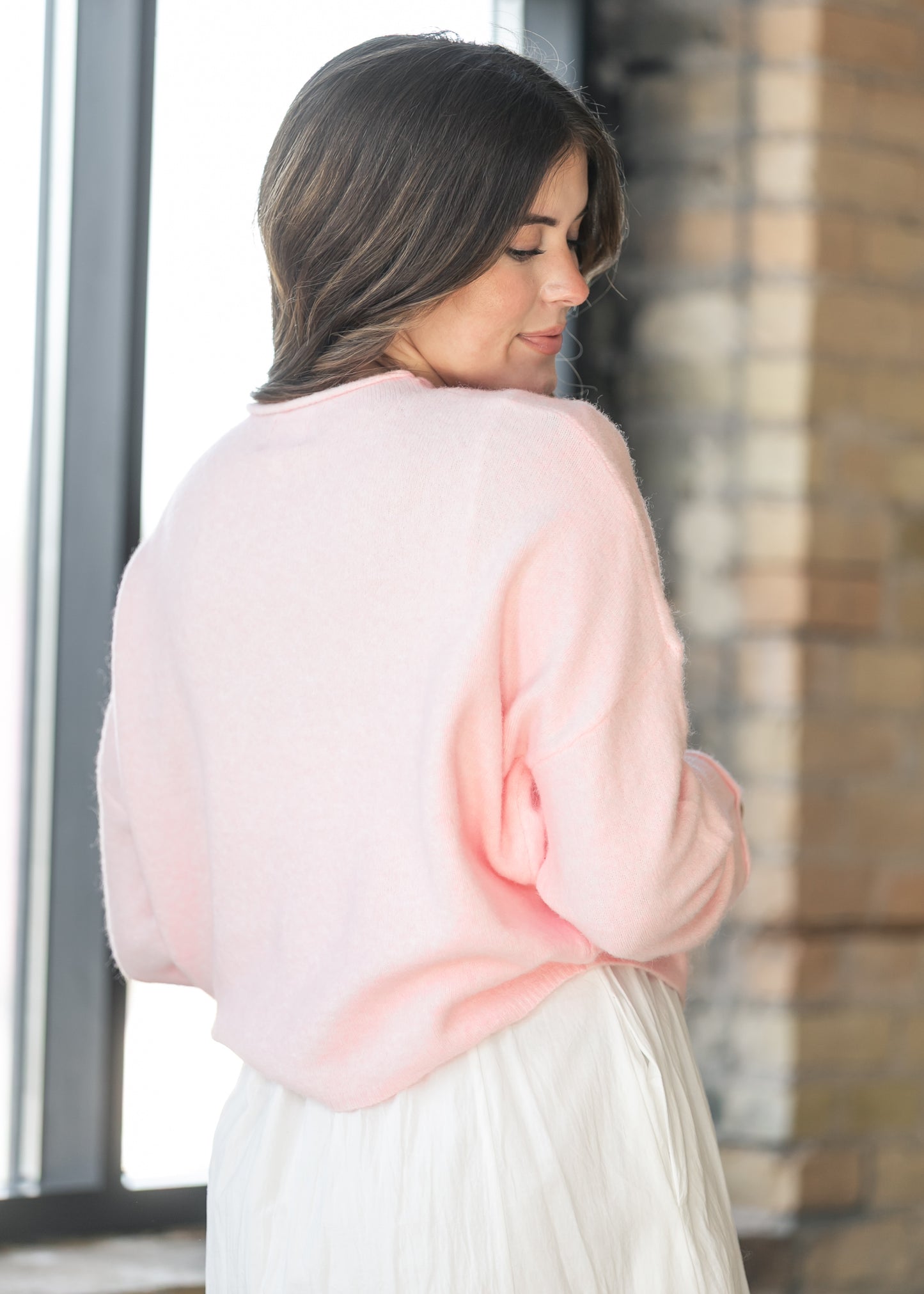 Things Between® Oversized Baby Pink Piper Pullover FF Tops