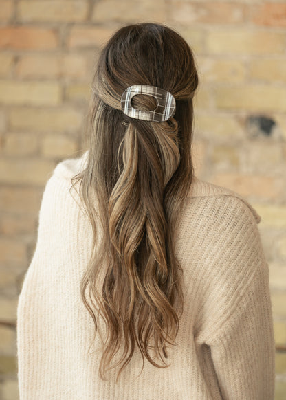 Gray Plaid Flat lay Claw Clip