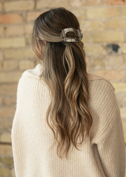 Gray Plaid Flat lay Claw Clip