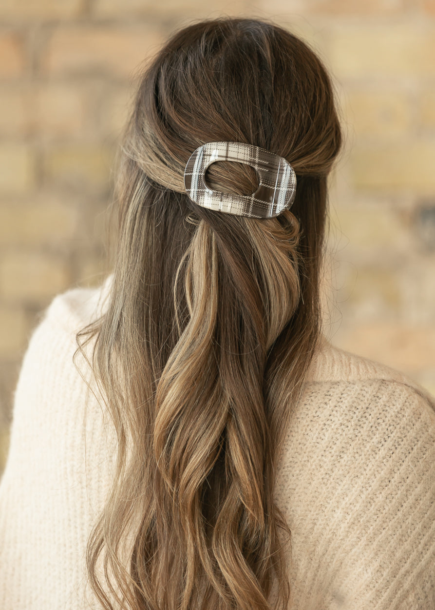 Gray Plaid Flat lay Claw Clip