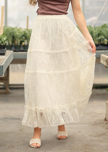 Tiered Lace Midi Skirt
