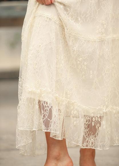 Tiered Lace Midi Skirt