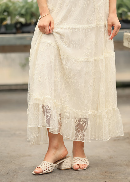 Tiered Lace Midi Skirt
