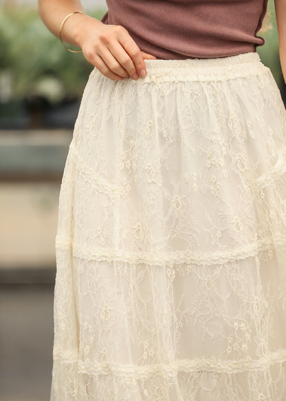 Tiered Lace Midi Skirt