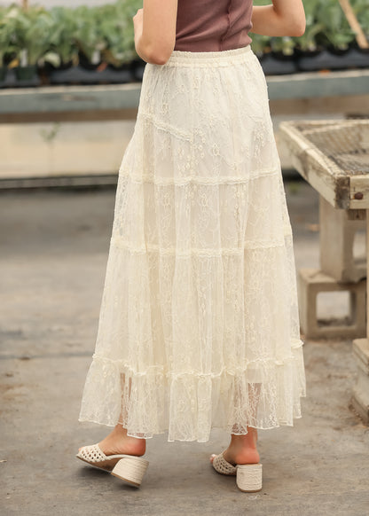 Tiered Lace Midi Skirt
