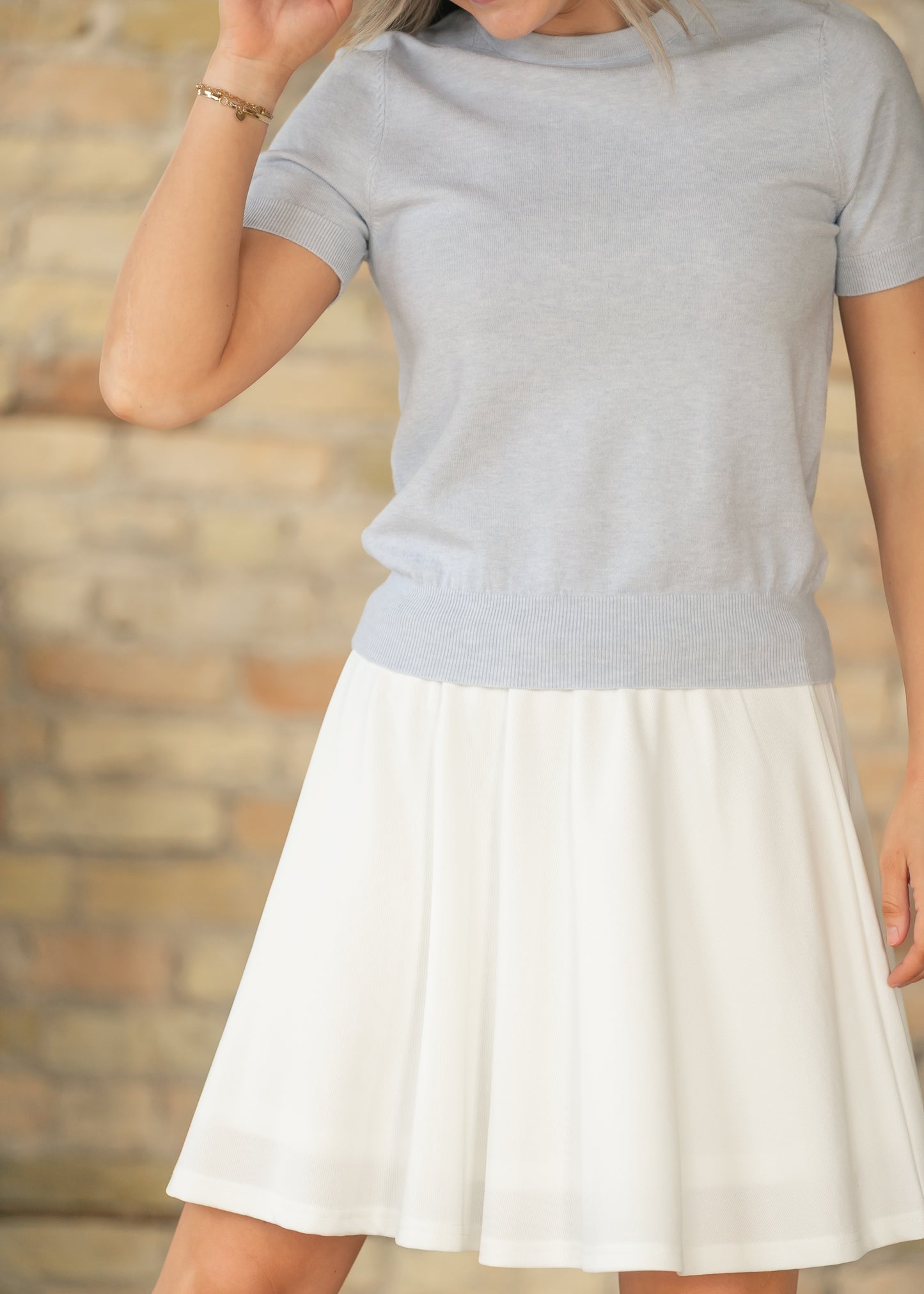 Timeless Blue Short Sleeve Knit Sweater