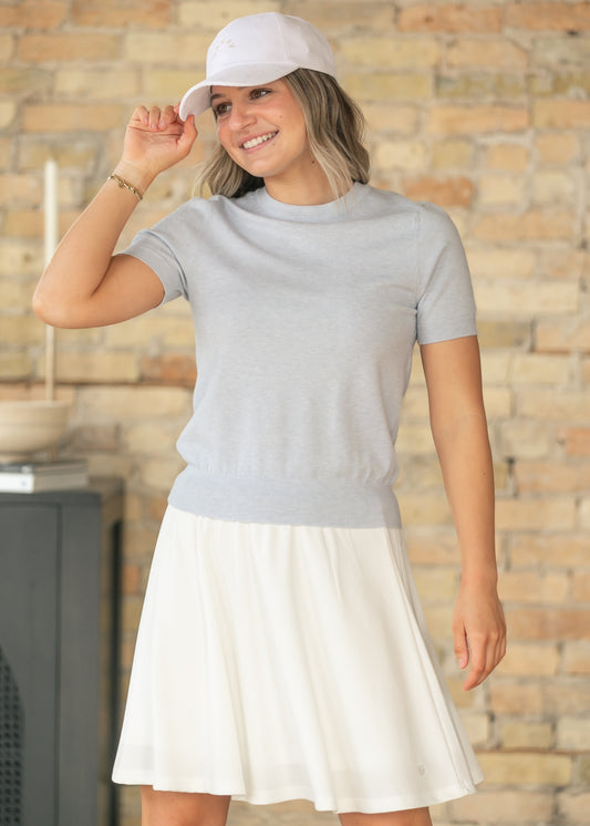 Timeless Blue Short Sleeve Knit Sweater