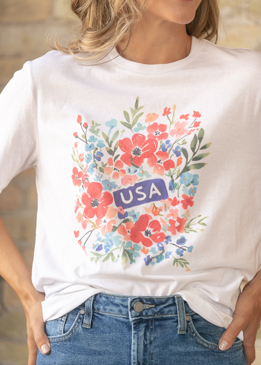 Floral print short sleeve tee for everyday wear