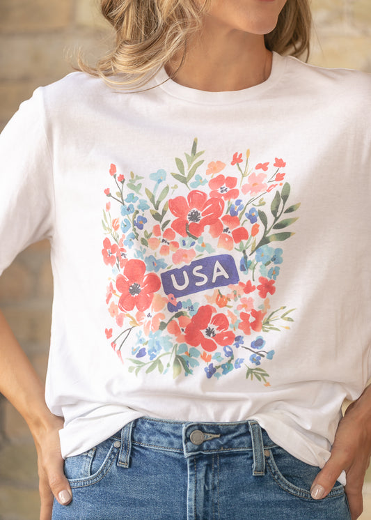 Floral print short sleeve tee for everyday wear