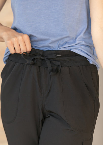 Black Anywhere Cargo Capri FF Pants