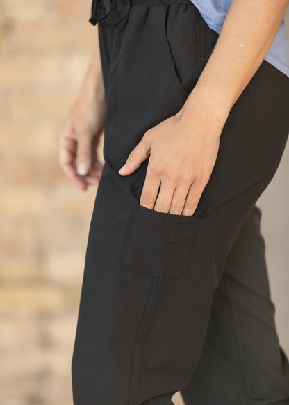 Black Anywhere Cargo Capri FF Pants