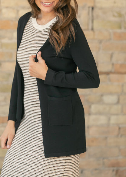Cally Black Open Front Cardigan