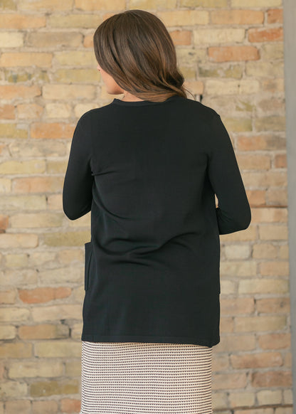 Cally Black Open Front Cardigan
