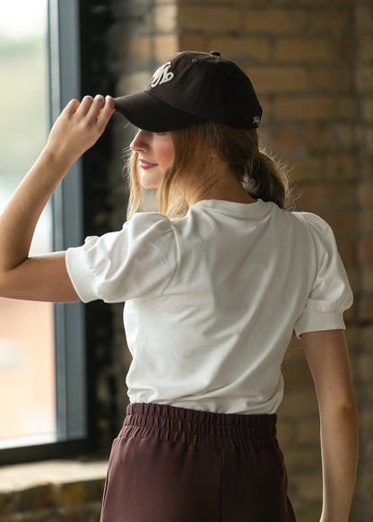Raleigh Ivory Puff Sleeve Sweatshirt Tee