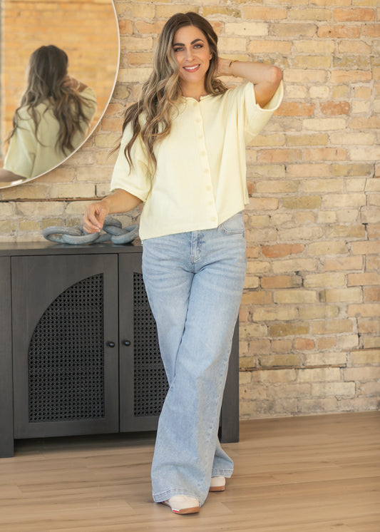 High Rise Full Length Wide Leg Jeans