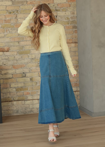 Yellow Pointelle Lightweight Cardigan