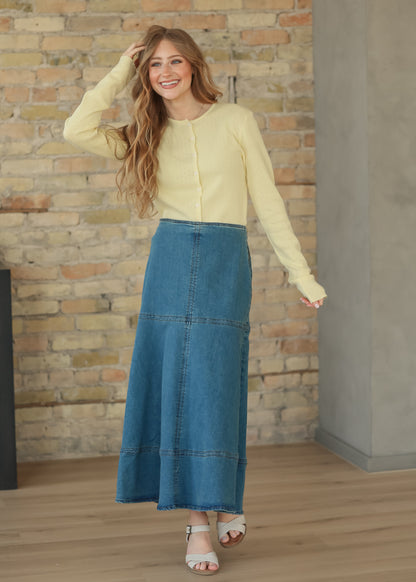 Yellow Pointelle Lightweight Cardigan