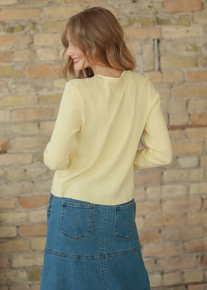 Yellow Pointelle Lightweight Cardigan